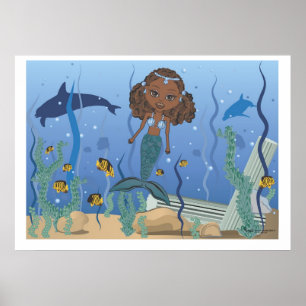 Póster Mandy Mermaid en el mar