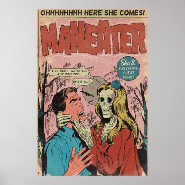 Póster MANEATER Comic Book Parody Art (Frente)