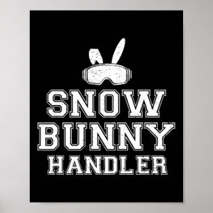 Póster Manejador de conejito de nieve divertido esquiando