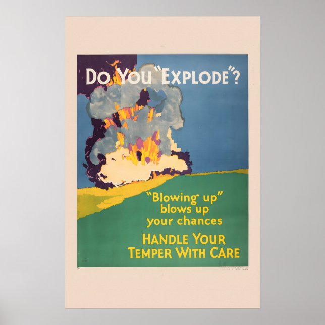 Póster Maneje su temperamento con cuidado (Frente)