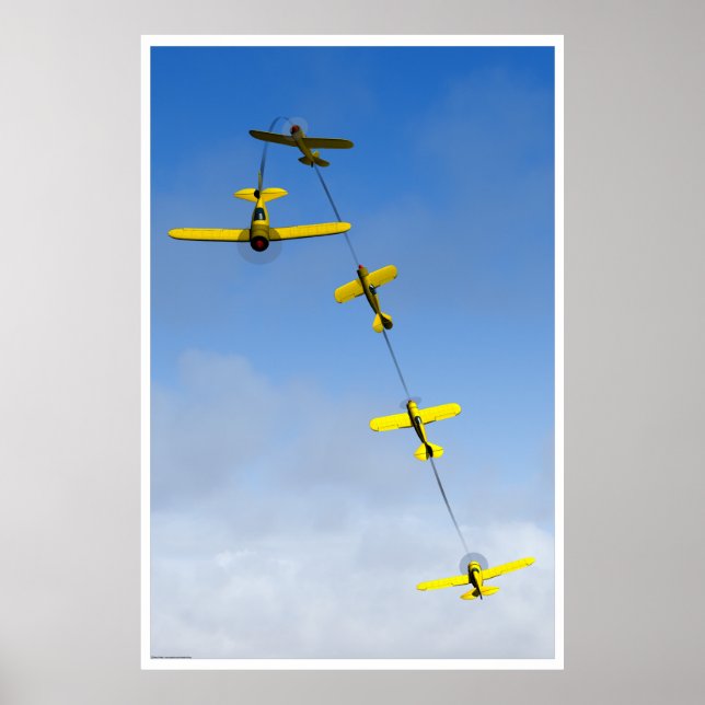 Póster Manejo aerostático Chandelle con avión amarillo (Frente)