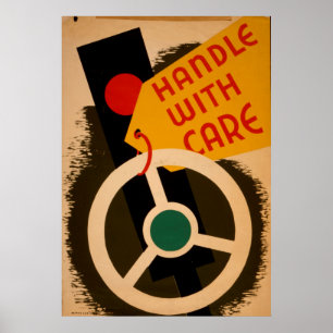 Póster Manejo con cuidado Afiche Vintage de WPA 1943