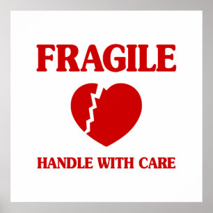 Póster Manejo frágil del corazón con cuidado