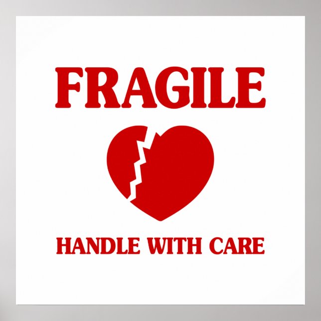 Póster Manejo frágil del corazón con cuidado (Frente)