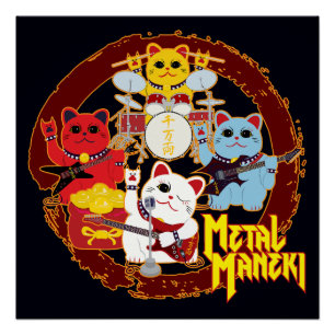 Póster Maneki metalizado