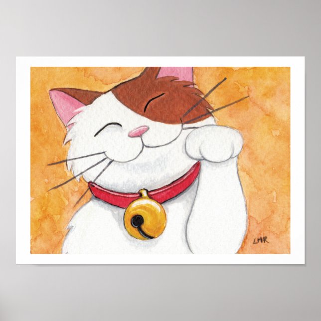 Póster Maneki Neko Lucky Calico Cat Art Print (Frente)