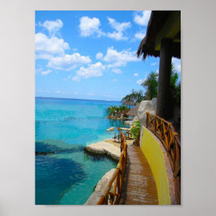 Póster Manera del paseo de refrescar el azul
