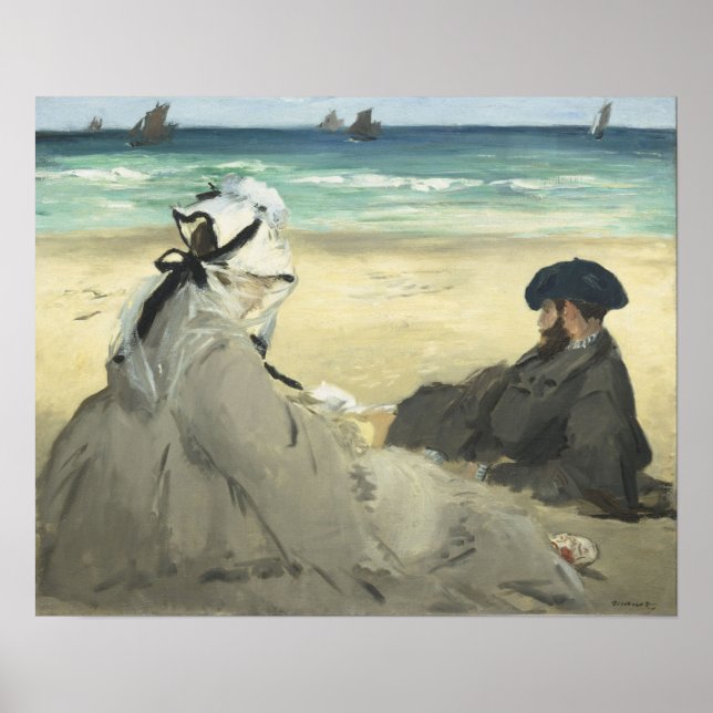 Póster Manet - En la playa (Frente)