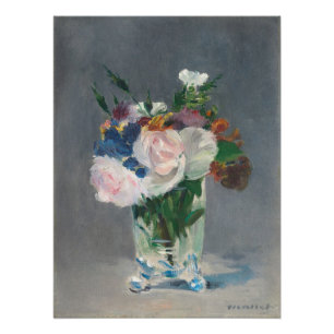 Póster Manet  Flores en una malla de cristal, c.1882