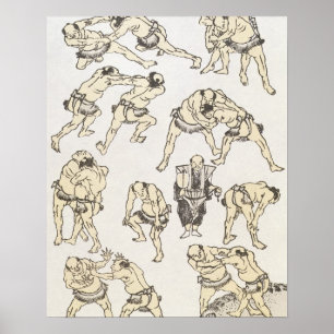 Póster Manga: estudios de gestos y posturas de lucha