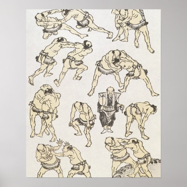 Póster Manga: estudios de gestos y posturas de lucha (Frente)