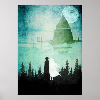 Póster Manga Minimalista Sao Kirito y Asuna