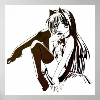 Póster Manga, Neko Catgirl Furry Anime Loli Slave Poster