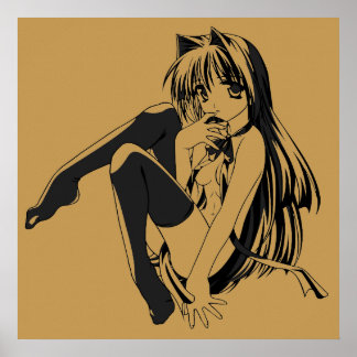 Póster Manga, Neko Catgirl Furry Anime Loli Slave Poster