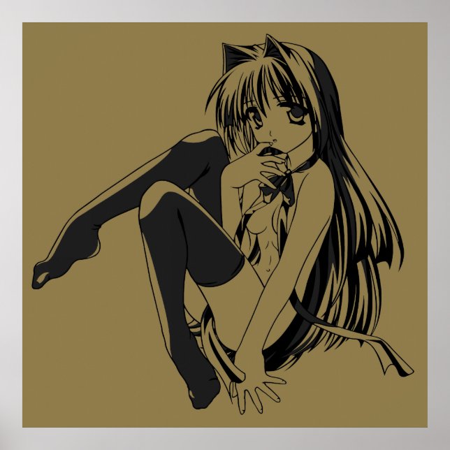 Póster Manga, Neko Catgirl Furry Kawaii Loli (Frente)