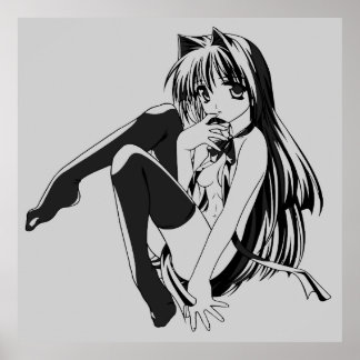 Póster Manga Neko Catgirl Pinup chica "LooelyBasedOn" Pos