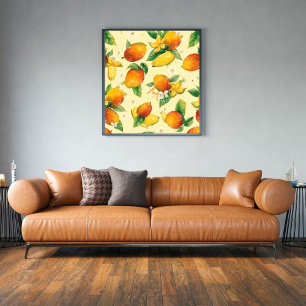 Póster Mango Madness   Patrón de Mango Tropical Acuarela