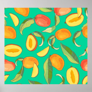Póster Mango Medley: Patrón de fruta tropical