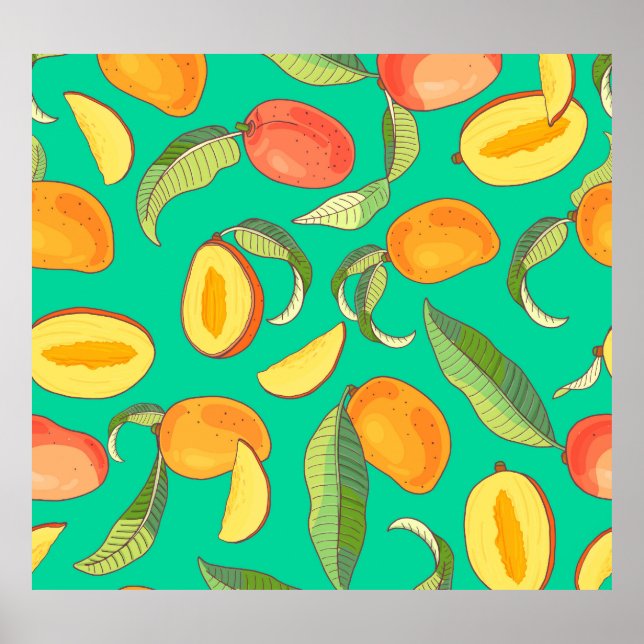 Póster Mango Medley: Patrón de fruta tropical (Frente)