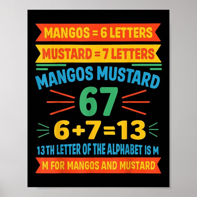 Póster Mangos Mostaza 67 Tee Código de alfabeto divertido (Frente)