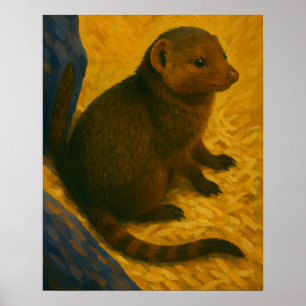 Póster Mangosta entre pintura de paja