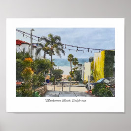Póster Manhattan Beach, California Watercolor Print