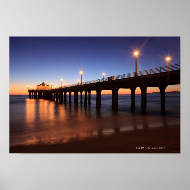 Póster Manhattan Beach Pier at sunset, California (Frente)