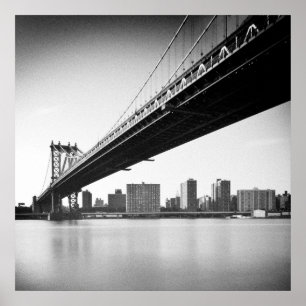 Póster Manhattan Bridge and skyline, Nueva York, EE.UU.