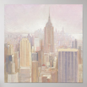 Póster Manhattan en la niebla el New York City