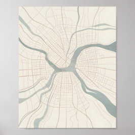 Póster Manhattan Map Wall Art Poster Minimalist New York 