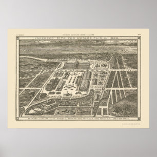 Póster Manhattan, mapa panorámico de NY - 1883