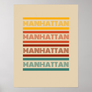 Póster Manhattan New York, Retro Design