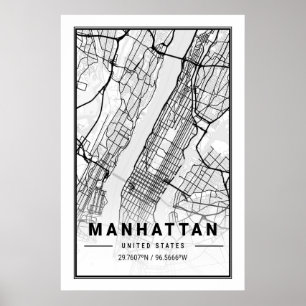 Póster Manhattan New York USA Cities Travel City Map