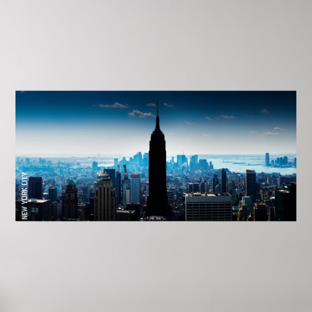 Póster Manhattan Panorama Con Empire State Building (Frente)