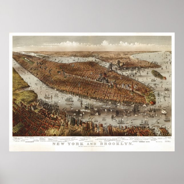 Póster Manhattan (Parsons & Atwater) 1875, BigMapBlog.com (Frente)