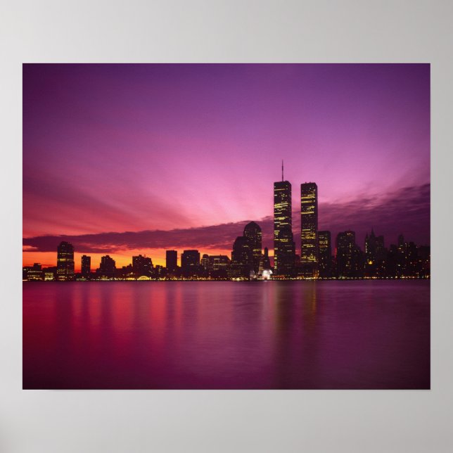 Póster Manhattan Skyline y Hudson River, Nueva York, (Frente)