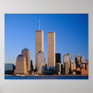 Póster Manhattan Skyline y Hudson River, Nueva York,