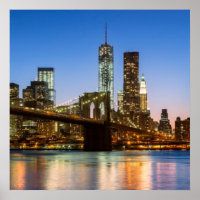 Manhattan y el puente de Brooklyn al atardecer