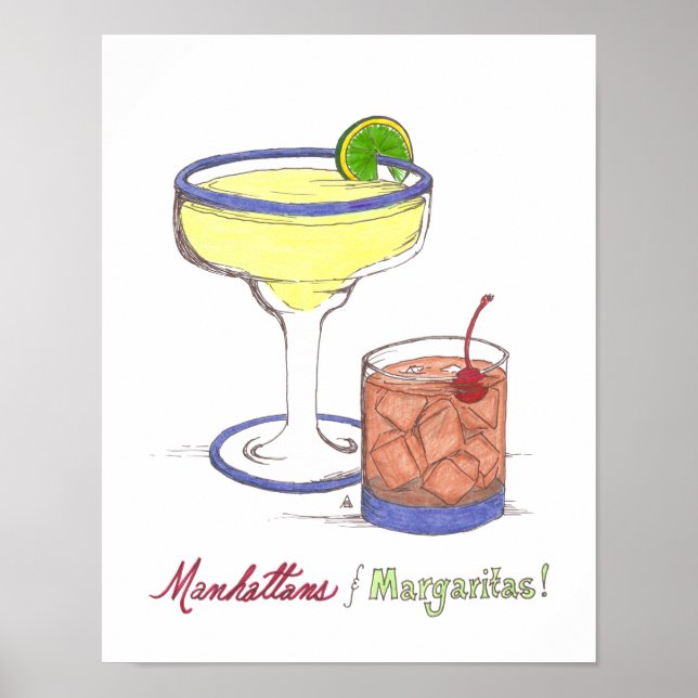 Póster Manhattans y Margaritas | PERSONALIZABLE (Frente)