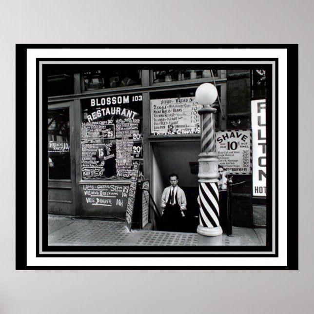 Póster Manhatten Barber Shop Restaurant Poster 16 x 20 (Frente)