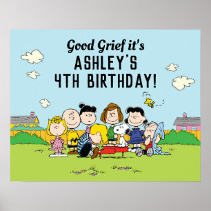 Póster Maní   Cumpleaños de Charlie Brown y Gang
