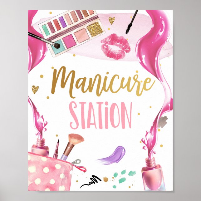 Póster Manicure Station Spa Fiesta Makeup Glamour Chica (Frente)