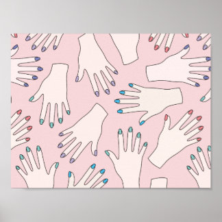 Póster Manicured Hands Nail Studio Pink Pastel Pattern