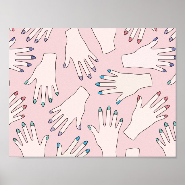 Póster Manicured Hands Nail Studio Pink Pastel Pattern (Frente)