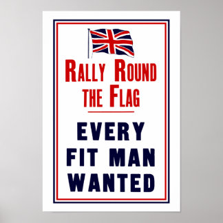 Póster Manifestación alrededor de la bandera ~ Todo hombr
