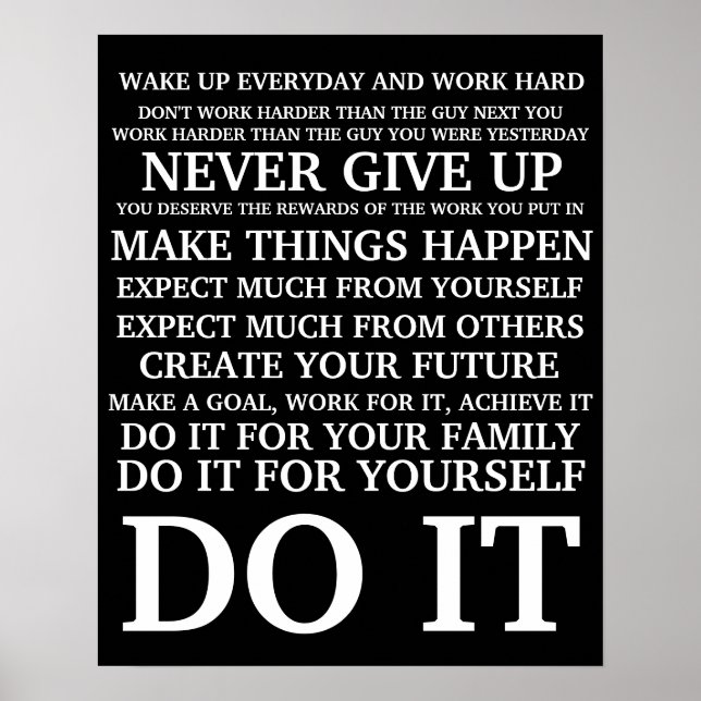 Póster Manifiesto de trabajo duro (Frente)