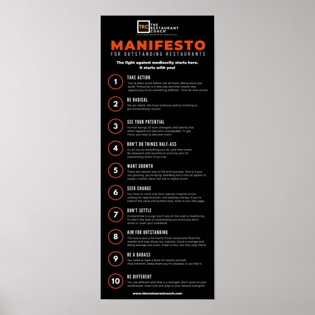 Póster Manifiesto para restaurantes destacados 2.0 (Frente)