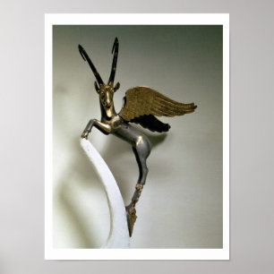 Póster Manija bajo la forma de cabra montés con alas,