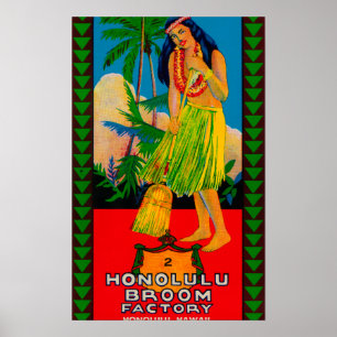 Póster Manija LabelHonolulu, HI de la escoba de Honolulu