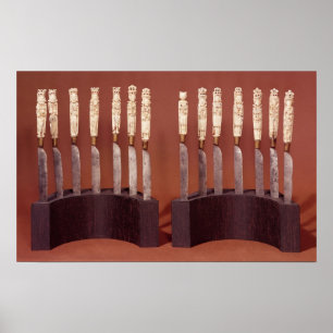 Póster Manijas talladas del cuchillo que muestran a